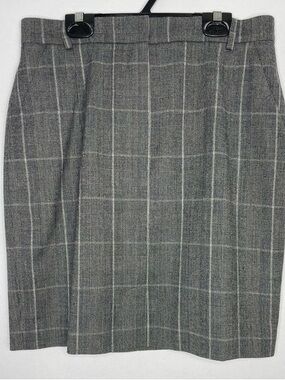 Gray Windowpane Pencil Skirt